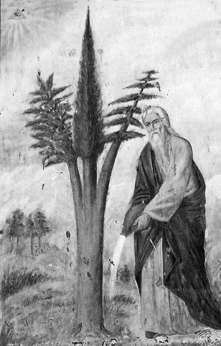 Лот и триединое дерево. Икона в иерусалимском монастыре Святого Креста